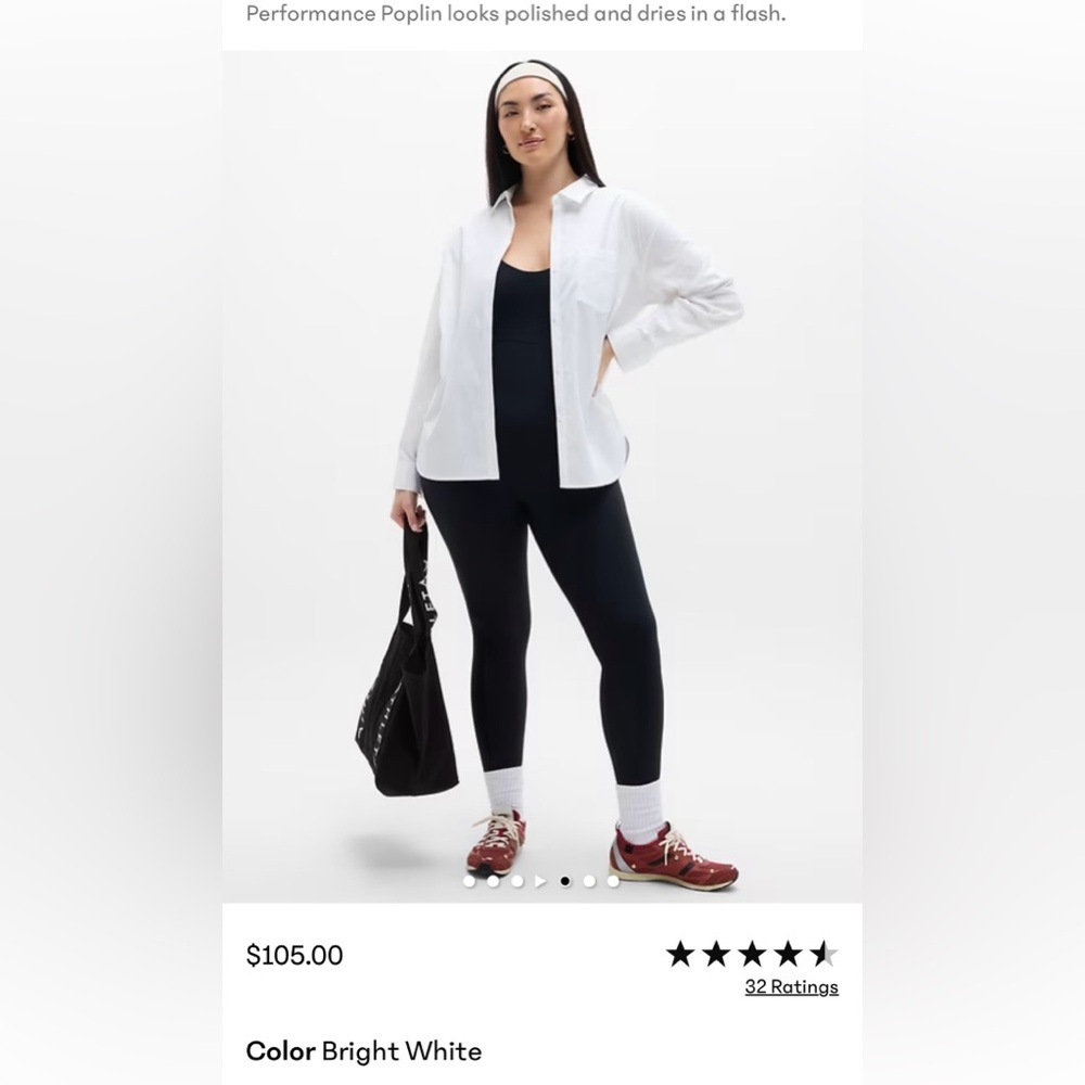 Athleta Navy Midday Relaxed Poplin Button-Down Long Sleeve Shirt, Women’s M - Picture 10 of 12